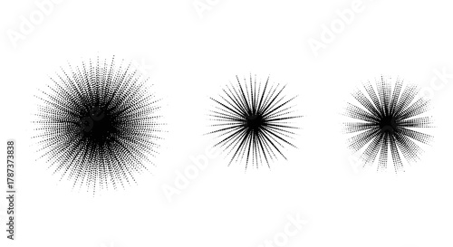 Abstract Black Spiky Spheres on White Background - Simple Graphic Design