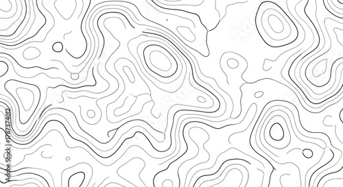 Minimalist Topographic Map Abstract Land Contours