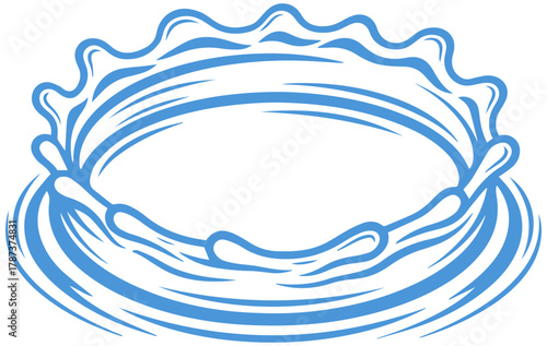 Dynamic water crown splash effect, originally vector art, representing purity and freshness