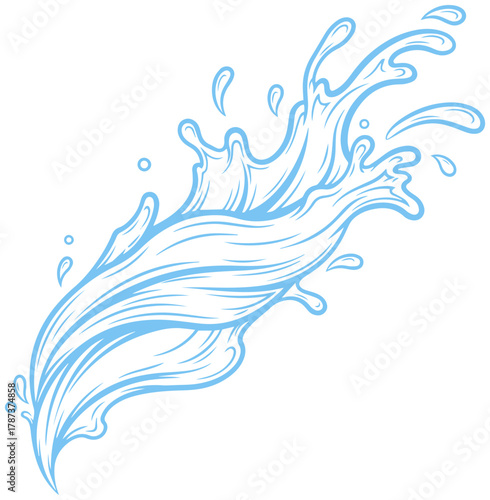 Dynamic water splash illustration, refreshing and clean, perfect for product branding ideas