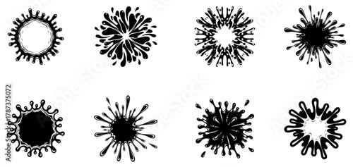 Dynamic black ink blot collection for artistic designs, grunge textures, and unique elements