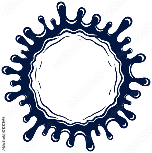 Dynamic dark blue liquid splash border, perfect for adding creative flair to your designs