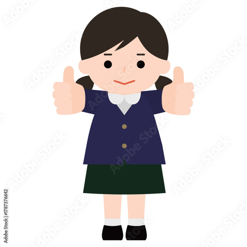 両手でグッドサインをする女の子