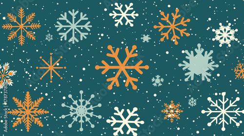 Festive Winter Snowflake Pattern Background. Colorful Seasonal Falling Snow Design for Christmas Holidays and Celebrations.