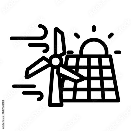 Renewable Energy Vector Line Icon Design
