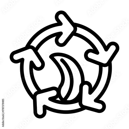 Ecosystem Cycle Vector Line Icon Design