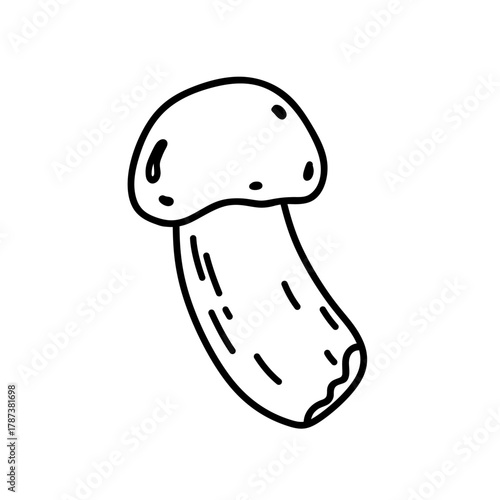 Cute mushroom isolated on a white background. Vector hand-drawn illustration in doodle style. Perfect for decorations, logo, autumn and forest themes, various designs