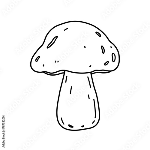 A mushroom isolated on a white background. Vector hand-drawn illustration in doodle style. Perfect for decorations, logo, autumn and forest themes, various designs.