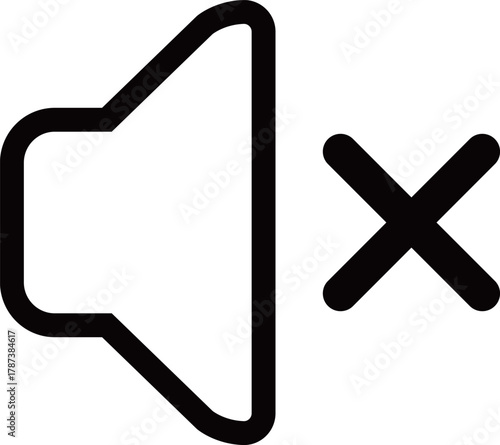 ミュート・消音スピーカーのフラットアイコン