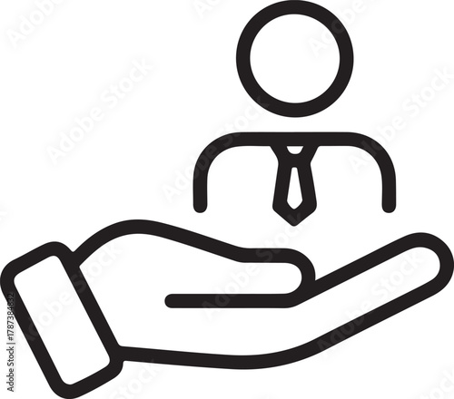 Hand holding person icon representing care and support