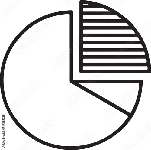 Simple black and white pie chart with one section shaded