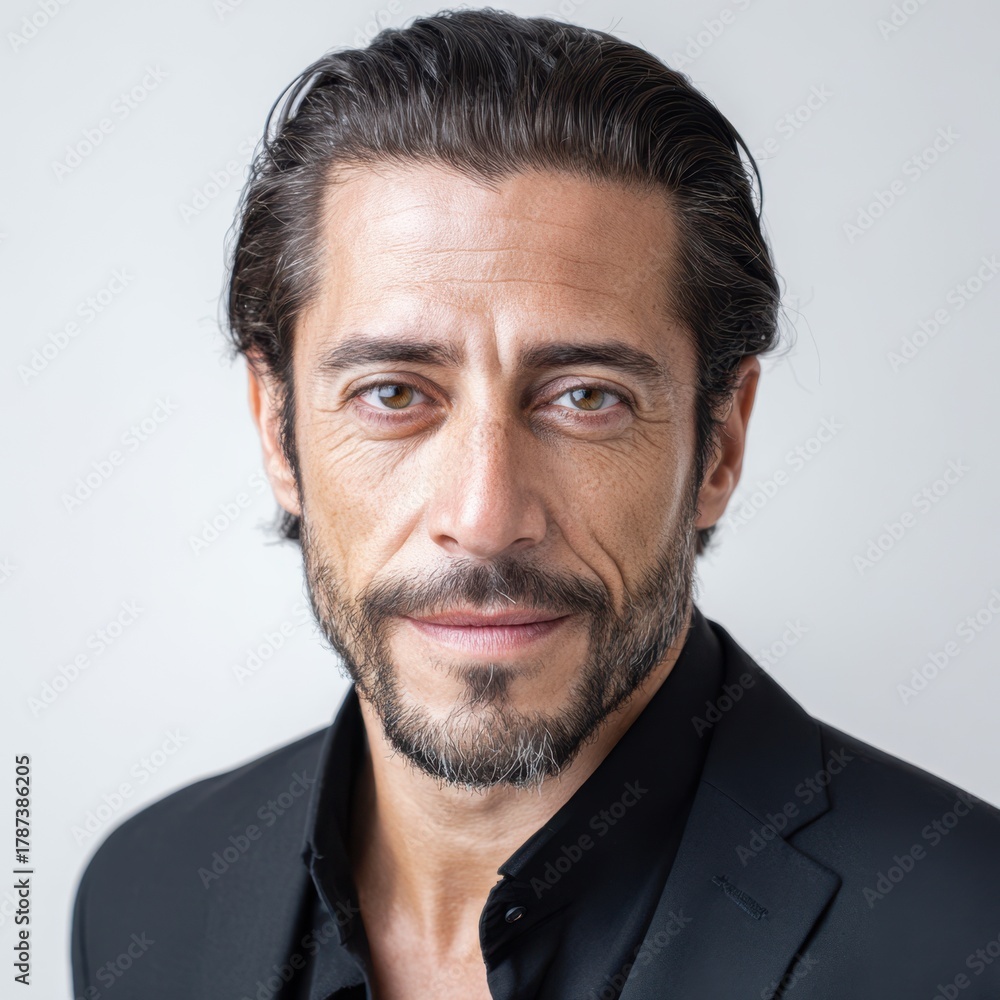 Obraz premium Confident Argentinian man in his 40s with a charming and relaxed look