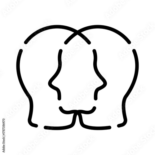 Mental health line icon. Multiple personality illustration.