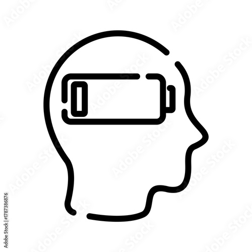 Mental health line icon. Depression illustration.