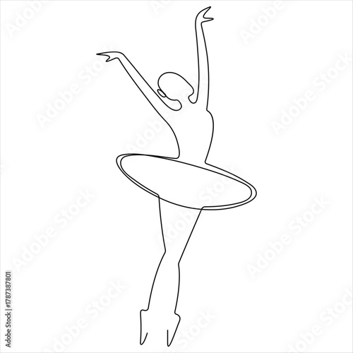 Continuous one line drawing woman ballet dancer in elegance motion minimalist vector illustration