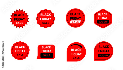 Black Friday Sale badges and labels. Retro vintage sale quality tags, labels, sale banner promotions, special offer, discount and sticker design. Vector illustration