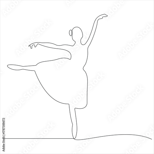Continuous one line drawing woman ballet dancer in elegance motion minimalist vector illustration