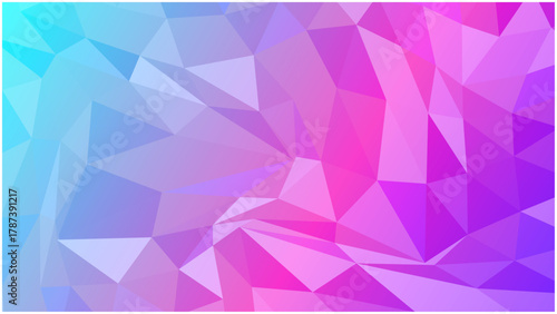 水色、ピンク、紫 グラデーションの、シンプルな抽象的ポリゴン背景イラスト