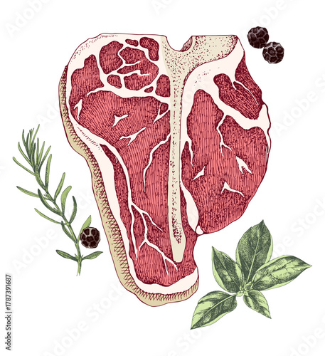 Raw beef porterhouse steak vector
