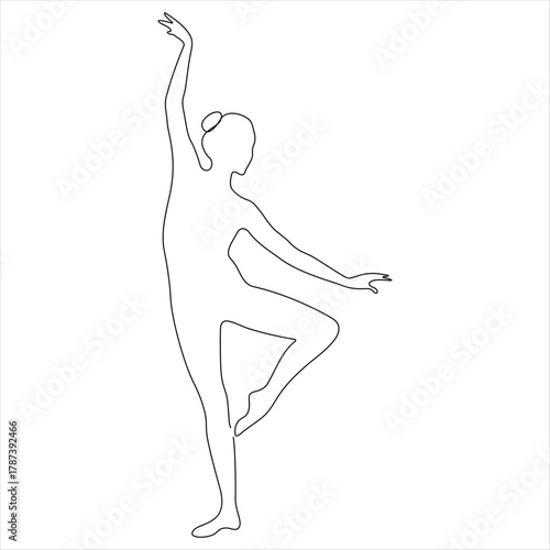 Continuous one line drawing woman ballet dancer in elegance motion minimalist vector illustration
