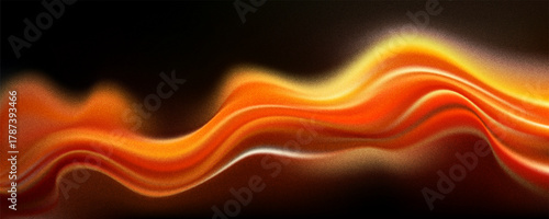 Trendy orange gradient waves on black. Abstract blurred texture noise background. Grainy film effect texture gradient template. Vector illustration for your graphic design, banner, poster