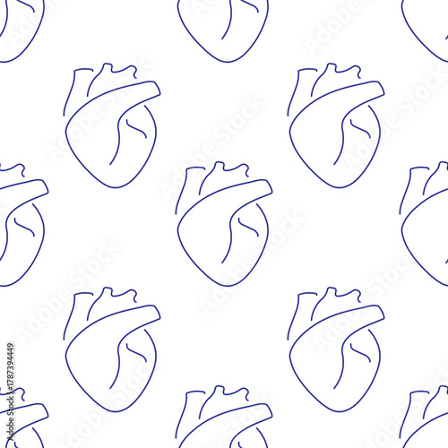 heart organ seamless pattern isolated on transparent background.