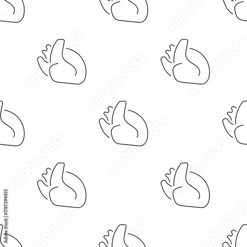 heart organ seamless pattern isolated on transparent background.