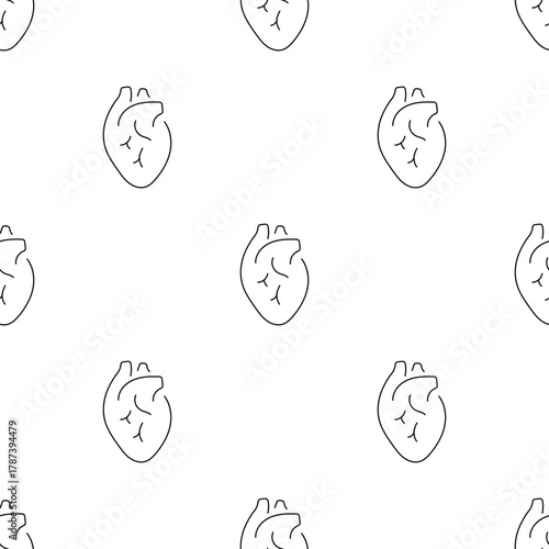 heart organ seamless pattern isolated on transparent background.