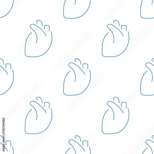 heart organ seamless pattern isolated on transparent background.
