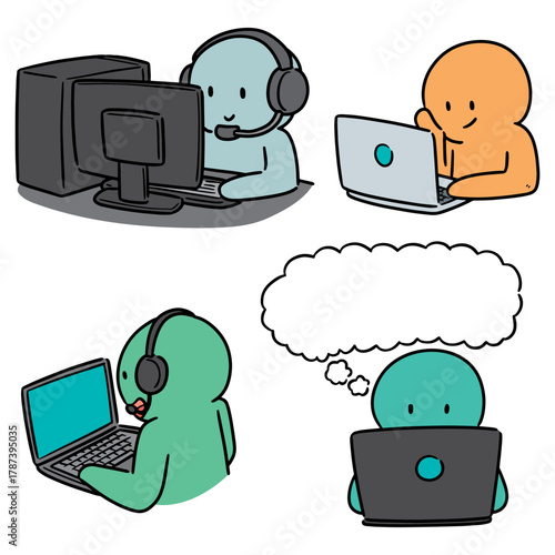 vector set of office worker