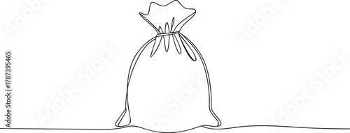 Black outline of a tied drawstring bag sack