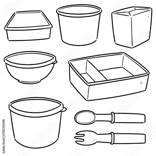 vector set of food container