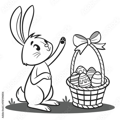 Easter Bunny and Colorful Eggs Vector Illustration – Spring Holiday Design