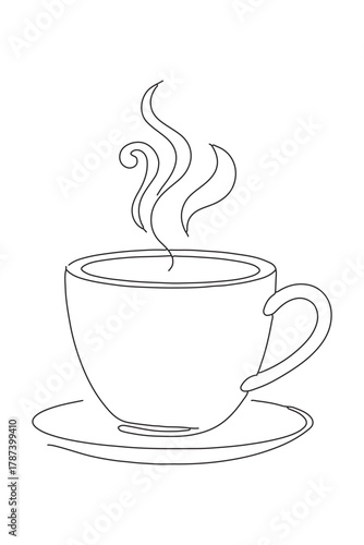 line drawing of a hot coffee