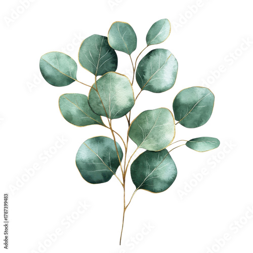 Eucalyptus branch art on transparent background