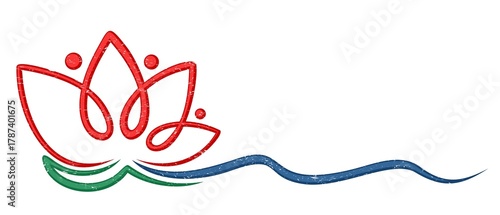 The symbol of red water lily with wave.