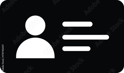 User profile card silhouette vector icon black account, contact and personal information symbol for web and app design