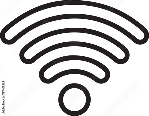 Simple black and white wifi symbol icon on white background