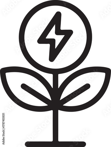 Green energy symbol of a growing plant with lightning bolt
