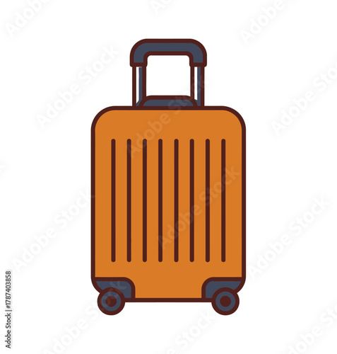 A stylish orange suitcase with a handle and wheels, , ready for travel and adventure around the world