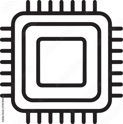 Stylized icon of a microprocessor chip with pins
