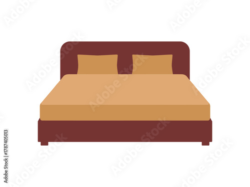 A simple illustration of a double bed with pillows, , offering a minimalist and clean visual representation