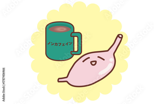 ノンカフェインの飲み物が胃に優しいイメージ