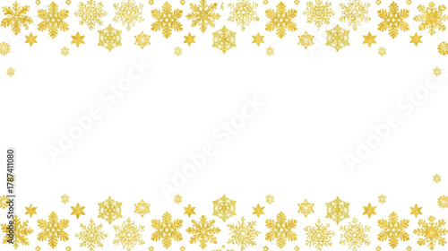A festive winter background featuring a repeating pattern of golden snowflakes, perfect for holiday-themed designs and seasonal greetings.