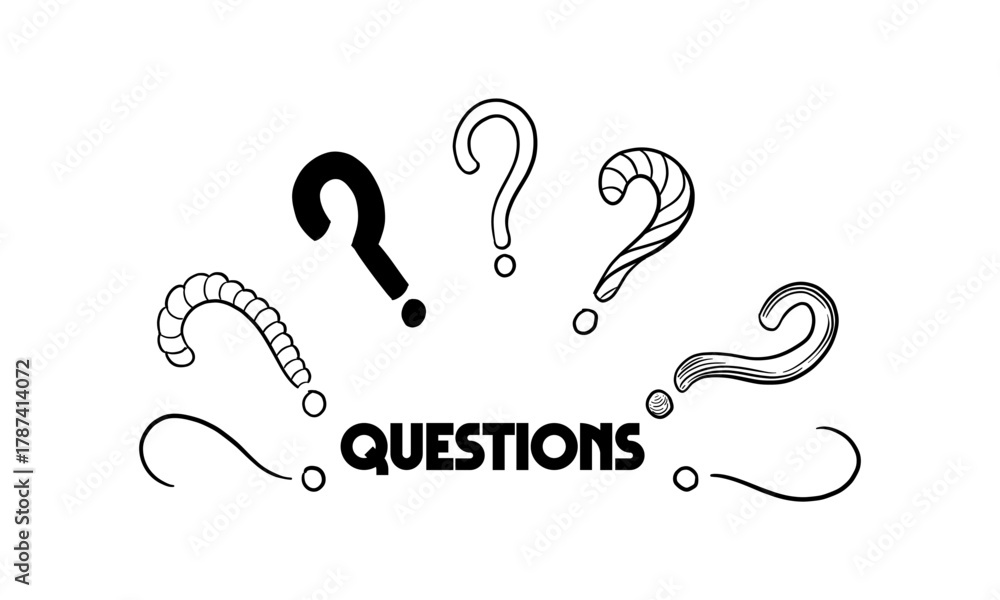 Fototapeta premium Hand-drawn Question Marks with 