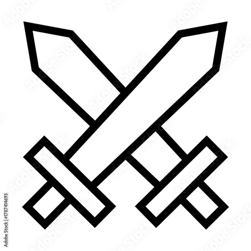 Outline cross sword PVP battle line art icon

