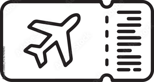 Simple outline icon of an airplane ticket for travel