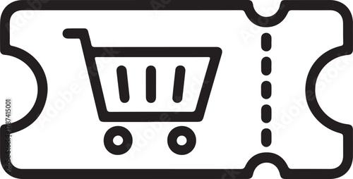 Shopping cart icon on a discount coupon ticket