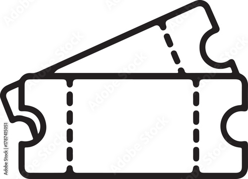 Two simple line art tickets overlapping on a white background