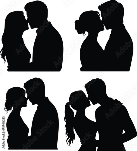 Couple embrace silhouette bundle romantic